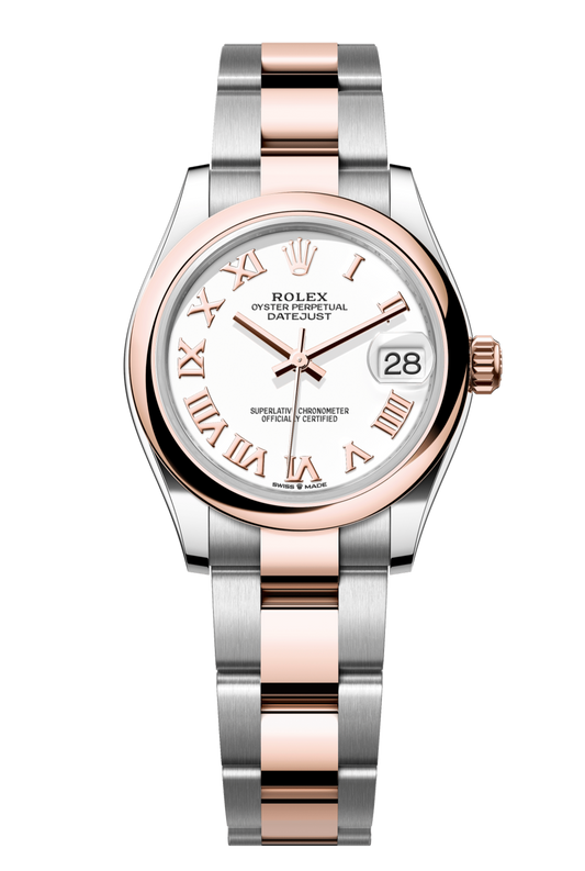 Rolex Oyster Perpetual Datejust 31 in Oystersteel and Everose gold features a white dial and an Oyster bracelet 278241-White