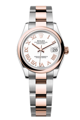 Rolex Oyster Perpetual Datejust 31 in Oystersteel and Everose gold features a white dial and an Oyster bracelet 278241-White