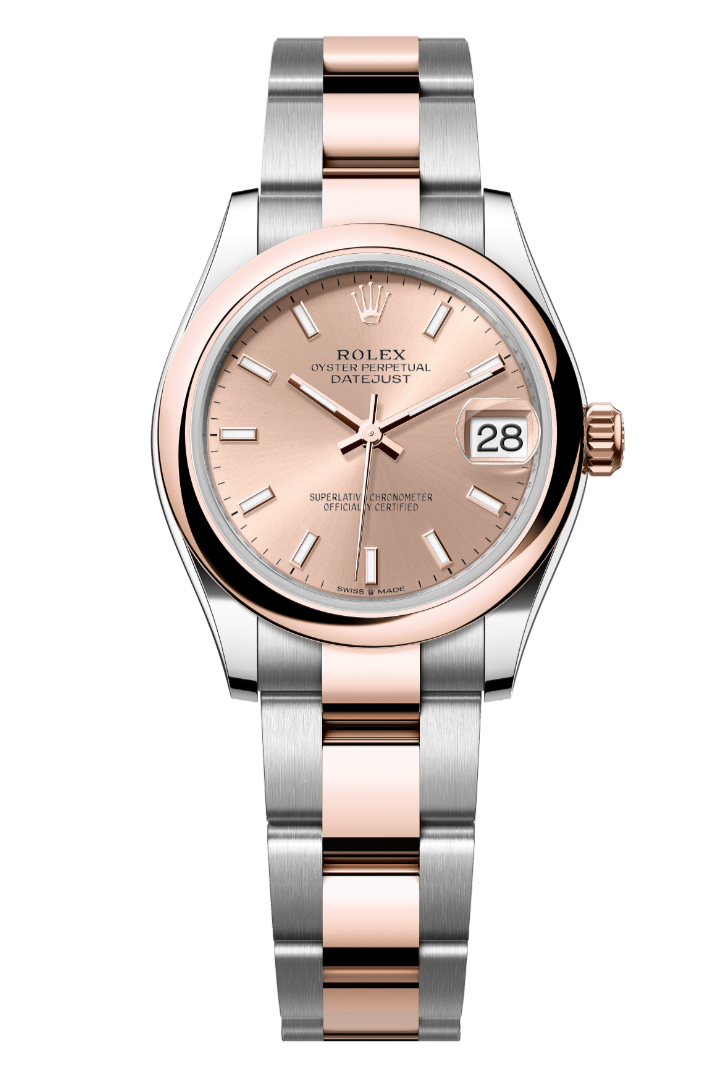 Rolex Oyster Perpetual Datejust 31 in Oystersteel and Everose gold features a rosé-colour dial and an Oyster bracelet 278241-Rose Gold