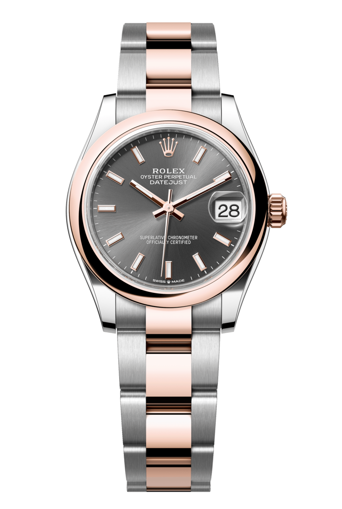 Rolex Oyster Perpetual Datejust 31 in Oystersteel and Everose gold features a slate dial and an Oyster bracelet 278241-Slate 1