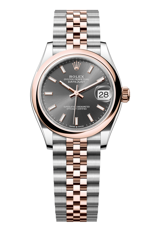 Rolex Oyster Perpetual Datejust 31 in Oystersteel and Everose gold features a slate dial and a Jubilee bracelet 278241-Slate