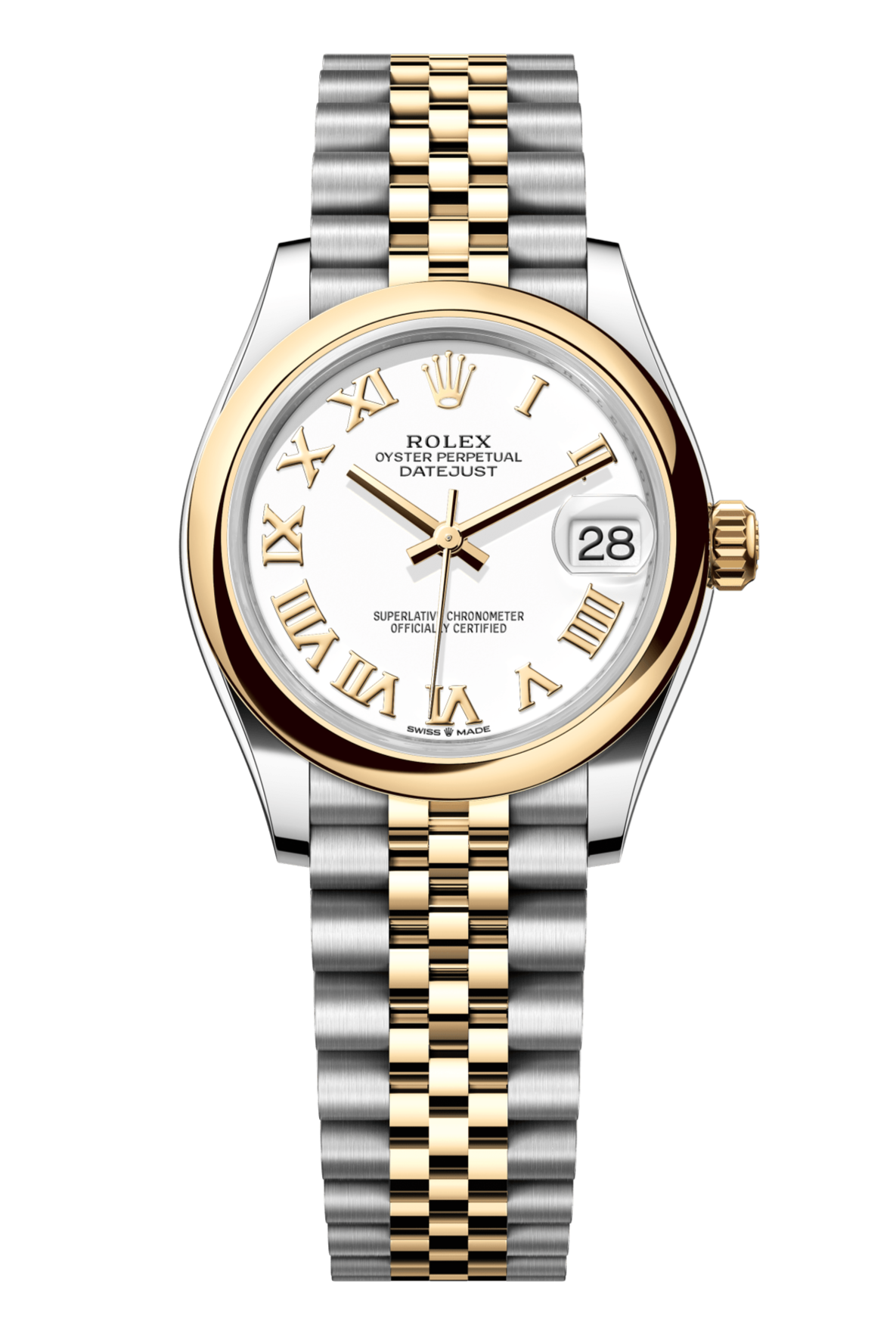 Rolex Oyster Perpetual Datejust 31 in Oystersteel and yellow gold features a white dial and a Jubilee bracelet 278243-White