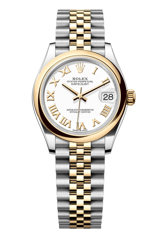 Rolex Oyster Perpetual Datejust 31 in Oystersteel and yellow gold features a white dial and a Jubilee bracelet 278243-White