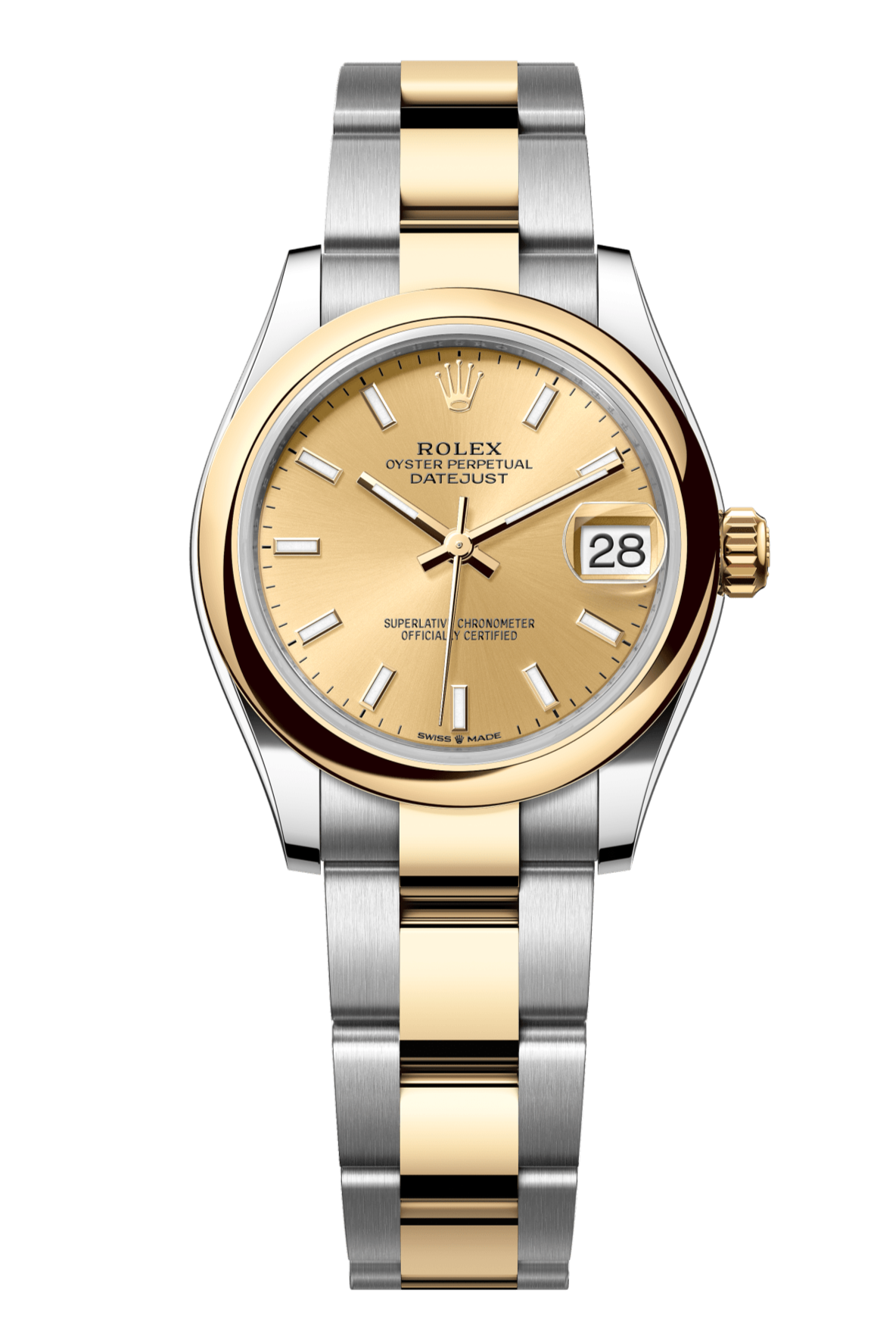 Rolex Oyster Perpetual Datejust 31 in Oystersteel and yellow gold features a champagne-colour dial and an Oyster bracelet 278243-Champagne