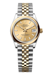 Rolex Oyster Perpetual Datejust 31 in Oystersteel and yellow gold features a champagne-colour dial and a Jubilee bracelet. 278243-Champagne 1