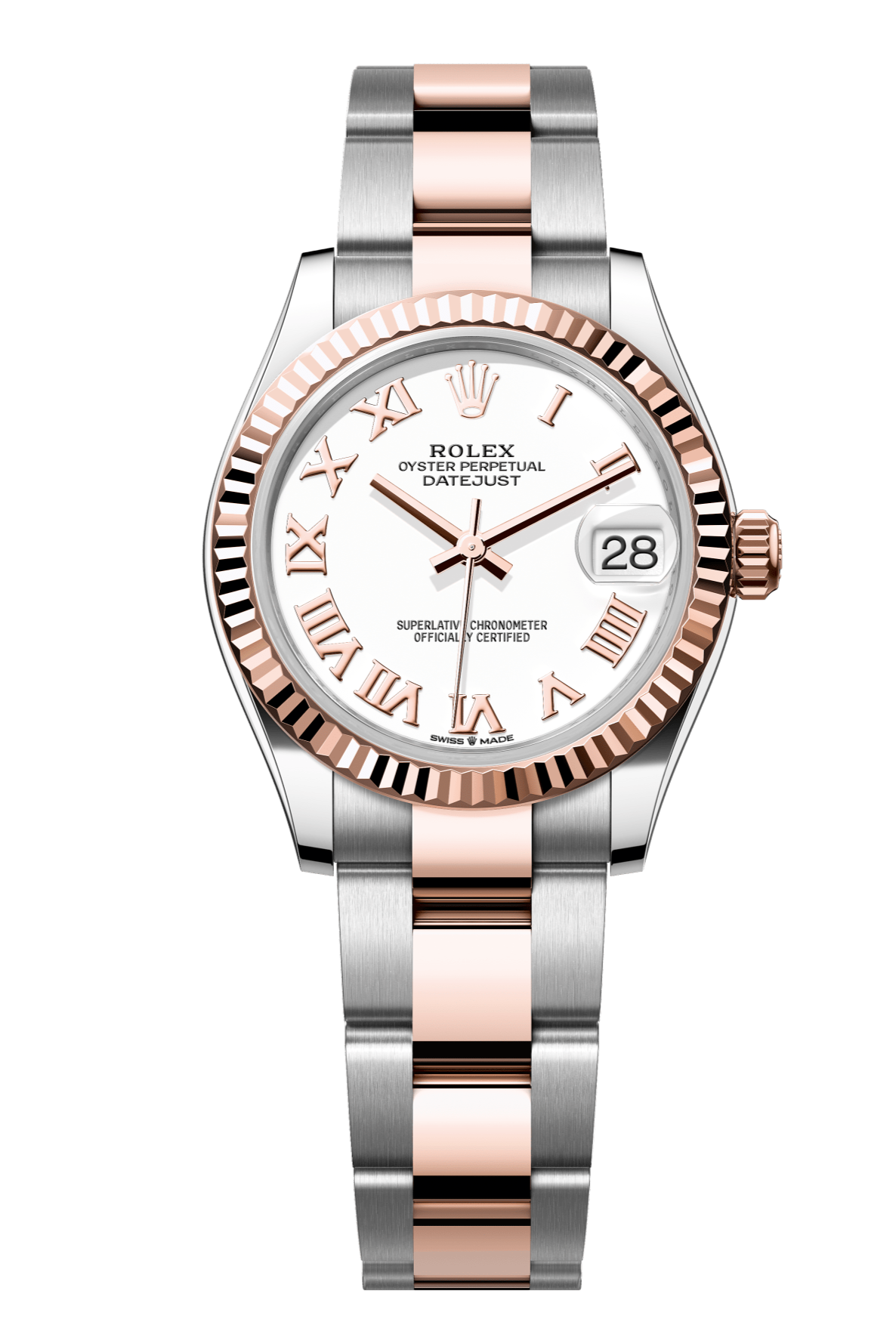 Rolex Oyster Perpetual Datejust 31 in Oystersteel and Everose gold features a white dial and an Oyster bracelet 278271-White 1