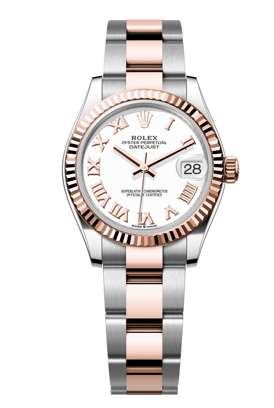 Rolex Oyster Perpetual Datejust 31 in Oystersteel and Everose gold features a white dial and an Oyster bracelet 278271-White 1