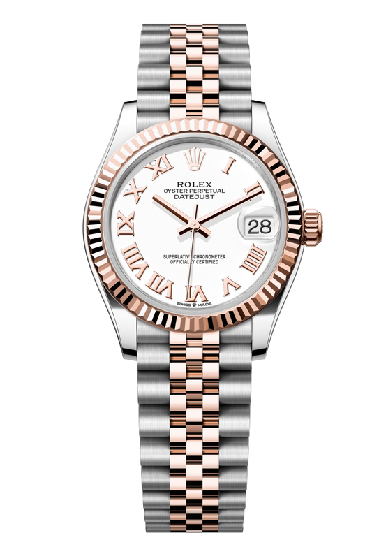 Rolex Oyster Perpetual Datejust 31 in Oystersteel and Everose gold features a white dial and a Jubilee bracelet 278271-White