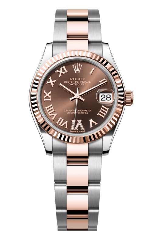 Rolex Oyster Perpetual Datejust 31 in Oystersteel and Everose gold features a chocolate, diamond-set dial and an Oyster bracelet 278271-Chocolate 1