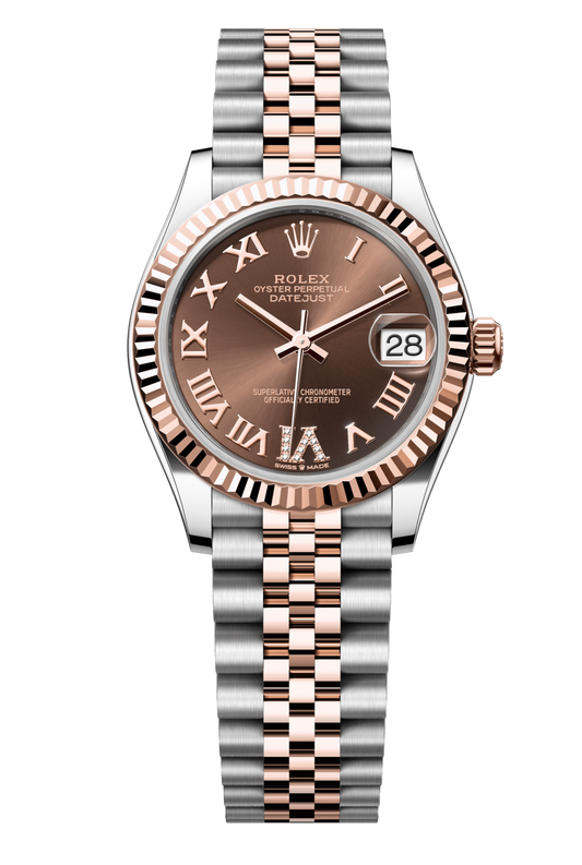 Rolex Oyster Perpetual Datejust 31 in Oystersteel and Everose gold features a chocolate, diamond-set dial and a Jubilee bracelet 278271-Chocolate 2