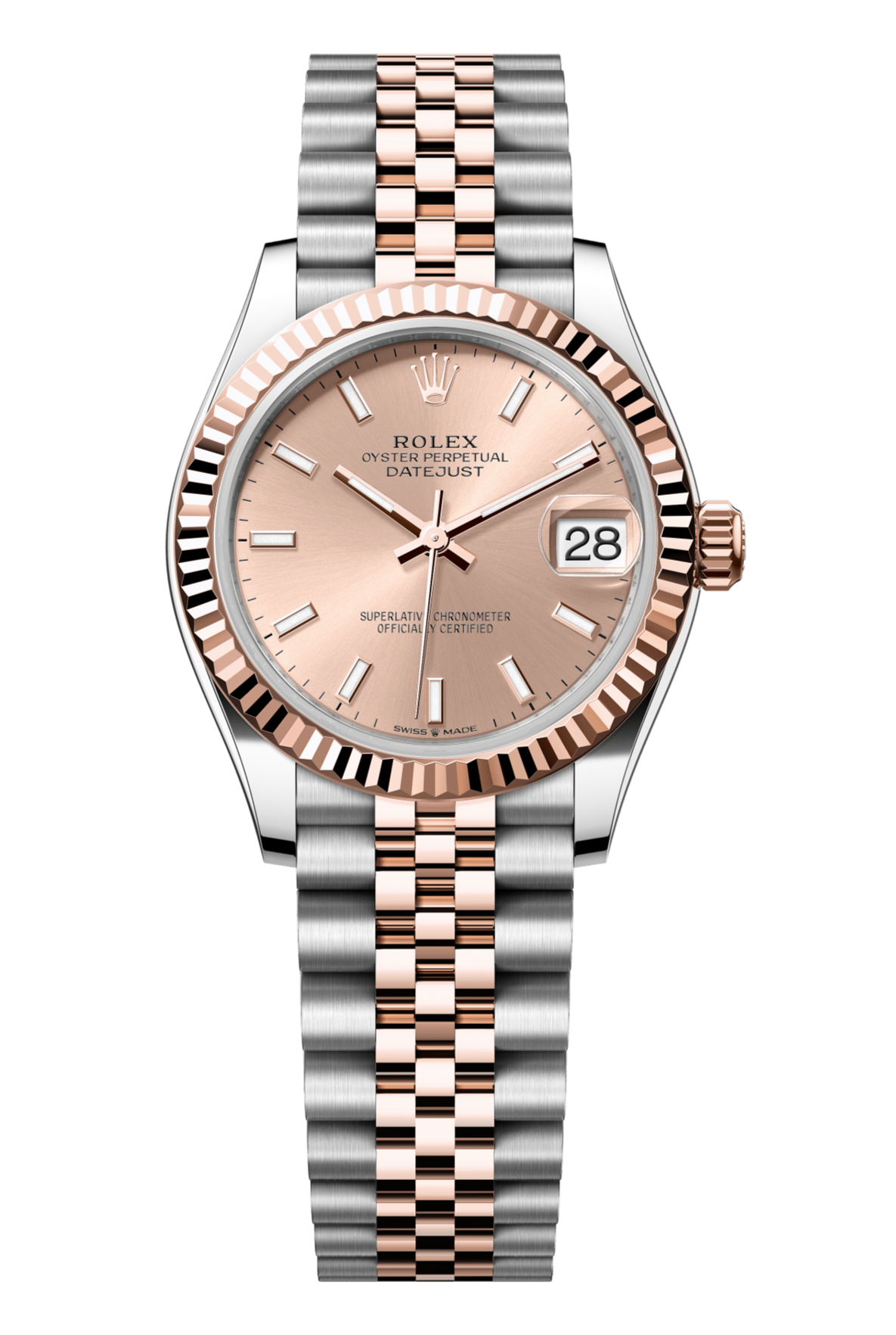 Rolex Oyster Perpetual Datejust 31 in Oystersteel and Everose gold features a rosé-colour dial and a Jubilee bracelet 278271-Rose Gold 2