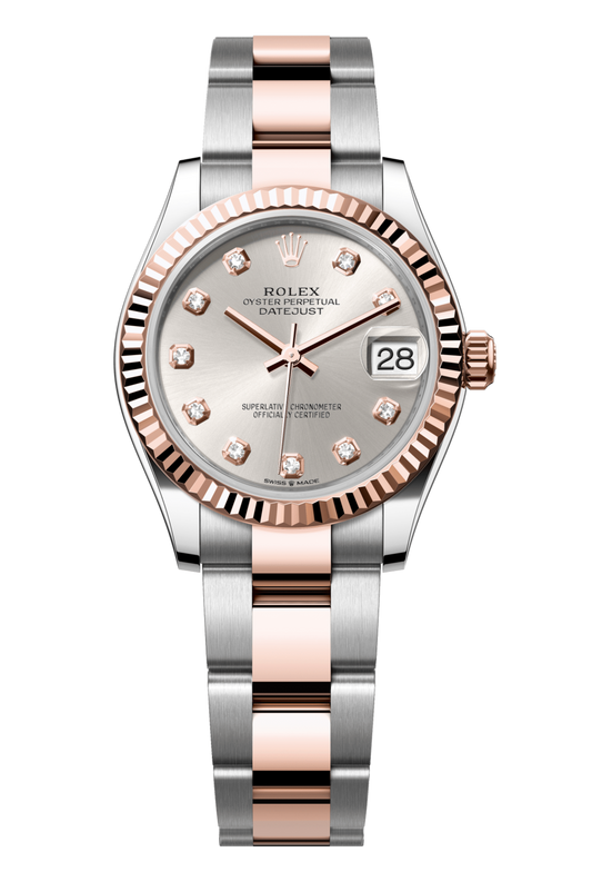 Rolex Oyster Perpetual Datejust 31 in Oystersteel and Everose gold features a silver, diamond-set dial and an Oyster bracelet 278271-Silver 1