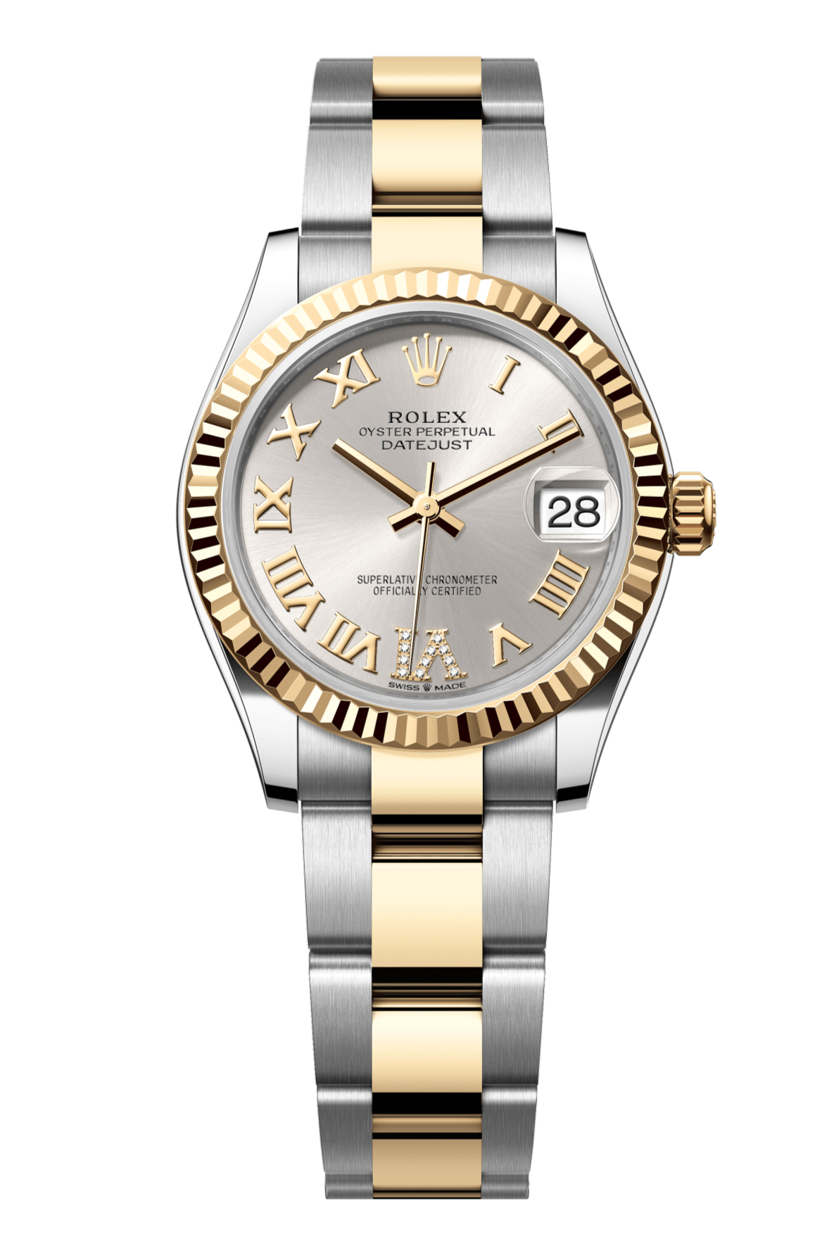 Rolex Oyster Perpetual Datejust 31 in Oystersteel and yellow gold features a silver, diamond-set dial and an Oyster bracelet 278273-Silver 1