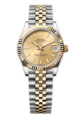 Rolex Oyster Perpetual Datejust 31 in Oystersteel and yellow gold features a champagne-colour dial and a Jubilee bracelet. 278273-Champagne 1