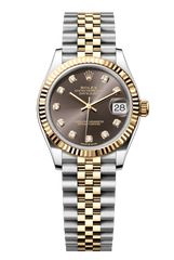 Rolex Oyster Perpetual Datejust 31 in Oystersteel and yellow gold features a dark grey, diamond-set dial and a Jubilee bracelet 278273-Grey