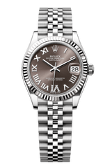 Rolex Oyster Perpetual Datejust 31 in Oystersteel and white gold features a dark grey, diamond-set dial and a Jubilee bracelet 278274-Grey