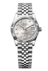 Rolex Oyster Perpetual Datejust 31 in Oystersteel and white gold features a silver, diamond-set dial and a Jubilee bracelet 278274-Silver