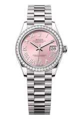 Rolex Oyster Perpetual Datejust 31 in 18 ct white gold features a pink, diamond-set dial and a President bracelet 278289RBR-Pink 3