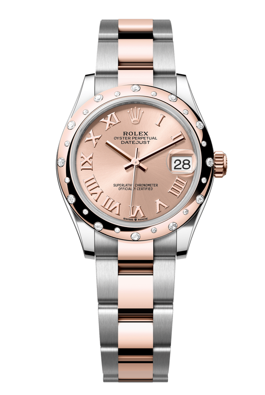 Rolex Oyster Perpetual Datejust 31 in Oystersteel and Everose gold features a rosé-colour dial and an Oyster bracelet. 278341RBR-Rose Gold