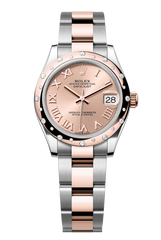 Rolex Oyster Perpetual Datejust 31 in Oystersteel and Everose gold features a rosé-colour dial and an Oyster bracelet. 278341RBR-Rose Gold