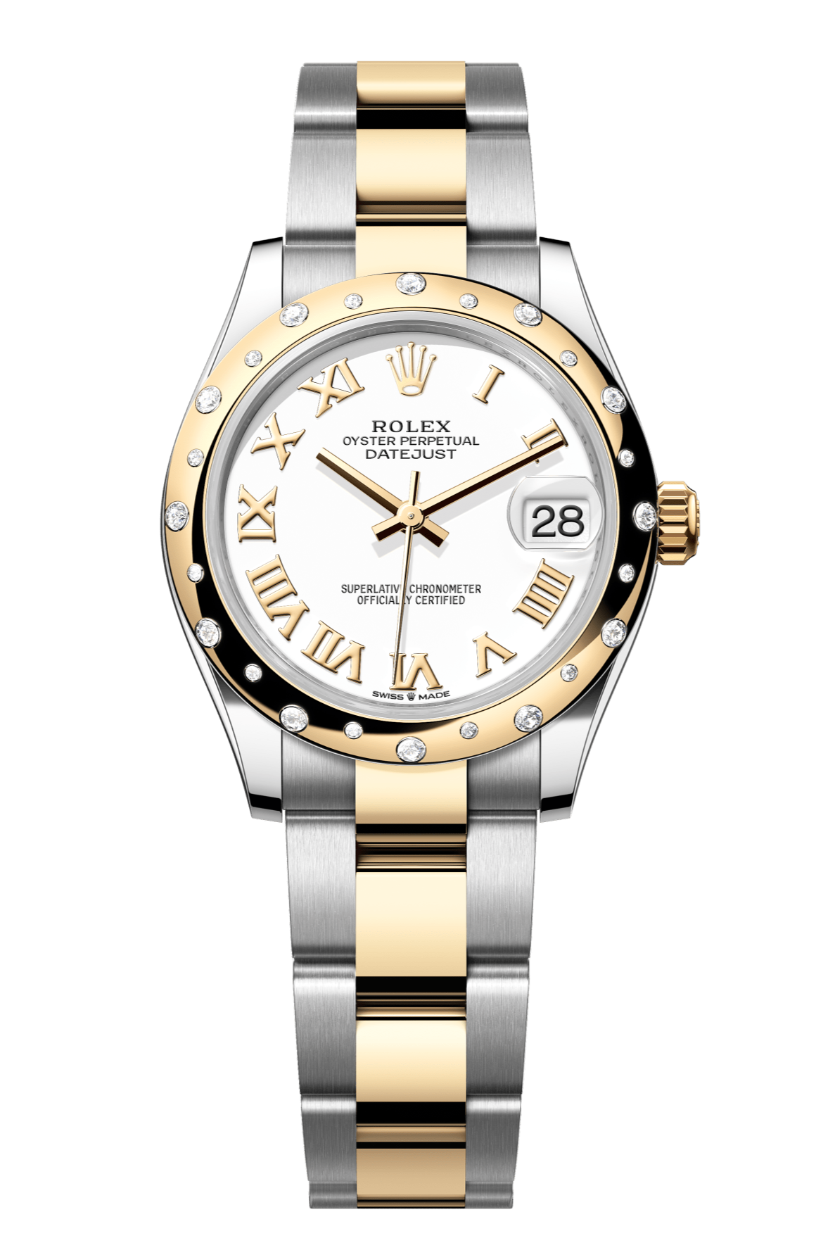 Rolex Oyster Perpetual Datejust 31 in Oystersteel and yellow gold features a white dial and an Oyster bracelet 278343RBR-White