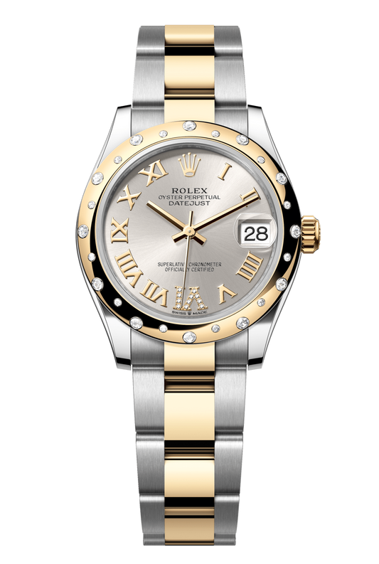 Rolex Oyster Perpetual Datejust 31 in Oystersteel and yellow gold features a silver, diamond-set dial and an Oyster bracelet 278343RBR-Silver