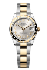 Rolex Oyster Perpetual Datejust 31 in Oystersteel and yellow gold features a silver, diamond-set dial and an Oyster bracelet 278343RBR-Silver