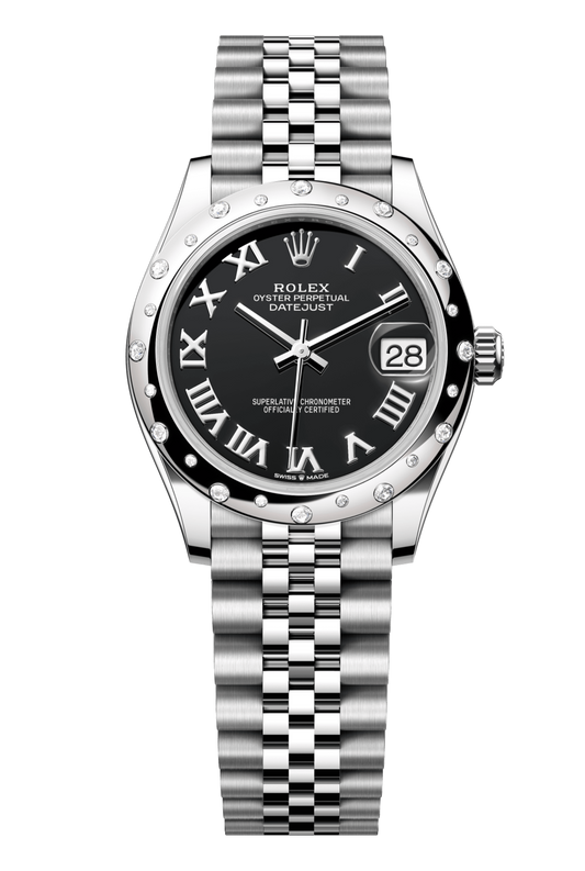 Rolex Oyster Perpetual Datejust 31 in Oystersteel and white gold features a bright black dial and a Jubilee bracelet 278344RBR-Black