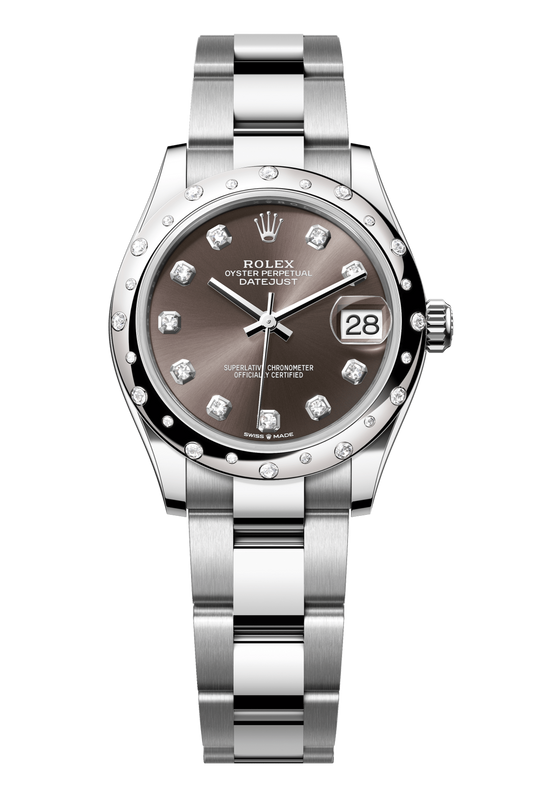 Rolex Oyster Perpetual Datejust 31 in Oystersteel and white gold features a dark grey, diamond-set dial and an Oyster bracelet 278344RBR-Grey 1