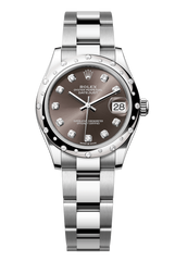 Rolex Oyster Perpetual Datejust 31 in Oystersteel and white gold features a dark grey, diamond-set dial and an Oyster bracelet 278344RBR-Grey 1