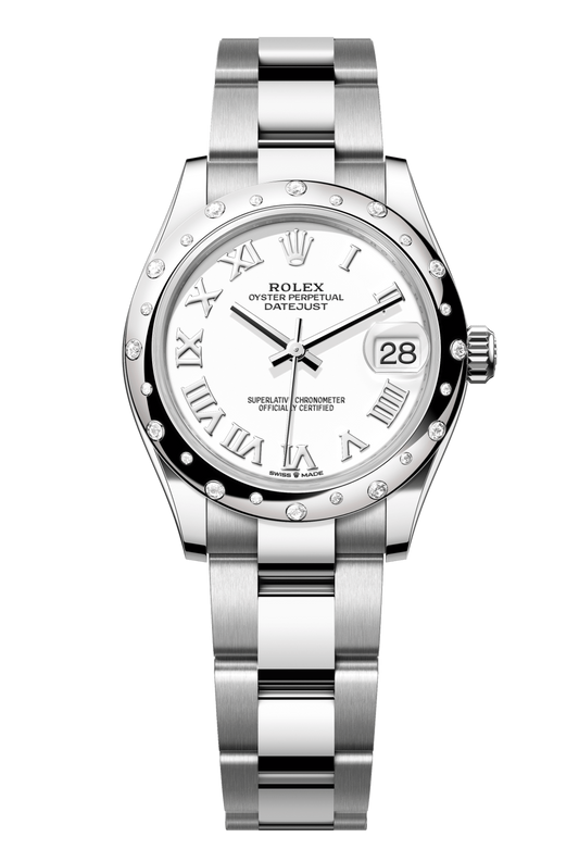 Rolex Oyster Perpetual Datejust 31 in Oystersteel and white gold features a white dial and an Oyster bracelet 278344RBR-White