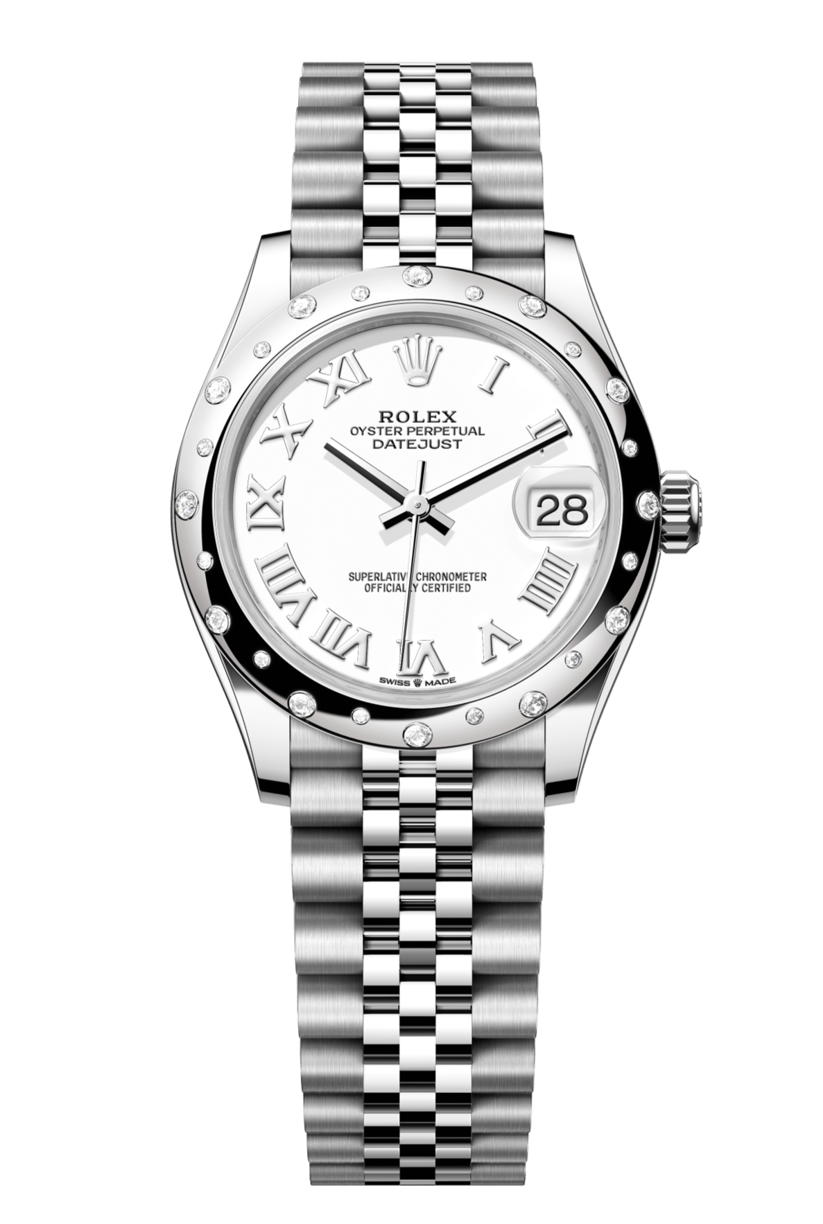 Rolex Oyster Perpetual Datejust 31 in Oystersteel and white gold features a white dial and a Jubilee bracelet 278344RBR-White 1