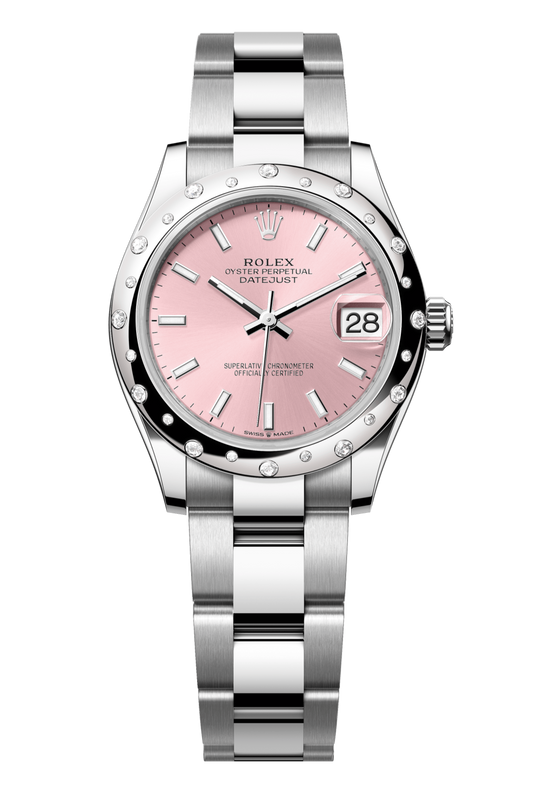 Rolex Oyster Perpetual Datejust 31 in Oystersteel and white gold features a pink dial and an Oyster bracelet 278344RBR-Pink 1