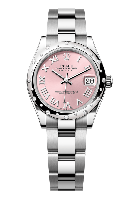 Rolex Oyster Perpetual Datejust 31 in Oystersteel and white gold features a pink dial and an Oyster bracelet 278344RBR-Pink