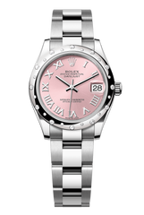 Rolex Oyster Perpetual Datejust 31 in Oystersteel and white gold features a pink dial and an Oyster bracelet 278344RBR-Pink