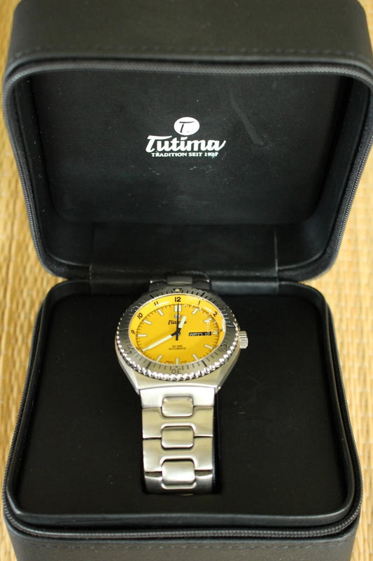 Tutima Seven seas titanium bracelet yellow dial automatic Watch
