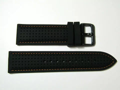 Hadley Roma Black With Orange Stitch Watch Band MS3351