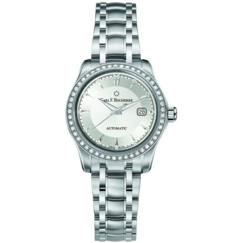 Carl F. Bucherer Manero Autodate Automatic Diamond Silver Dial 30mm Ladies Watch 00.10911.08.13.31