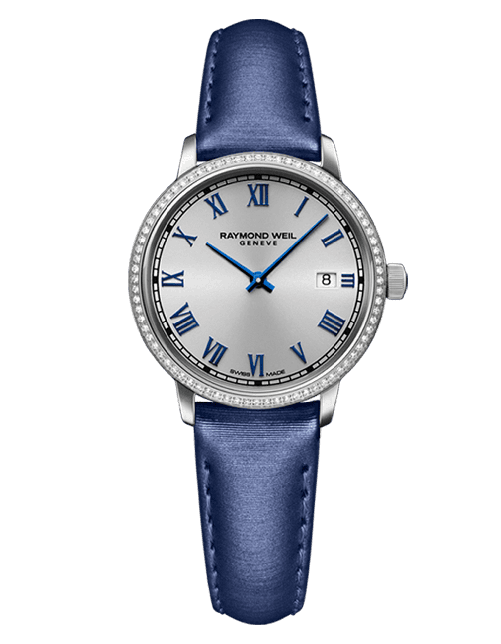 Toccata Ladies 76 Diamonds Silver Dial Blue Satin Strap Watch, 29mm 5985-SCS-00653